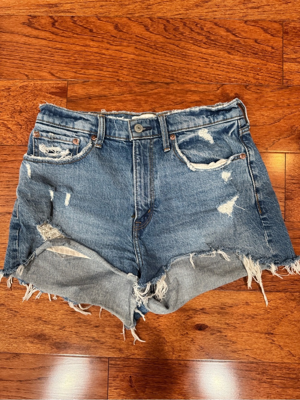 Abercrombie Distressed Mom High-Rise Denim Shorts - Size 28